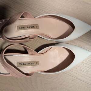 Zara White Pointed Toe Slingback Heels